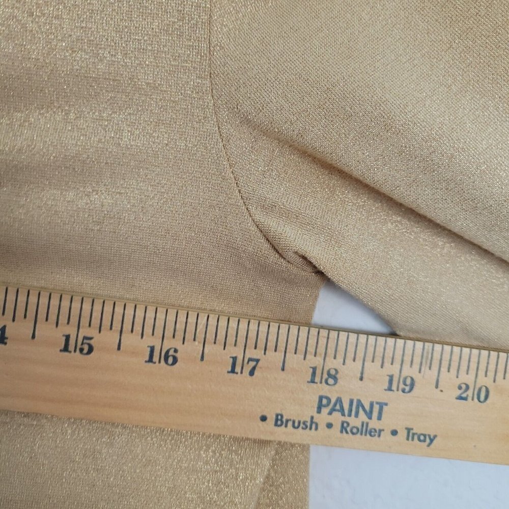 Vintage Additions By Chico's Cardigan Sz 0 Small Mustard Gold W/ Metallic Knit - Picture 8 of 8